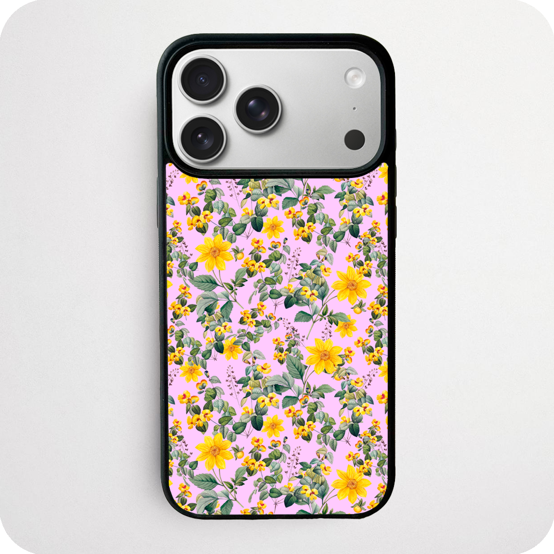Yellow Wildflower Botanical Pink Phone Case