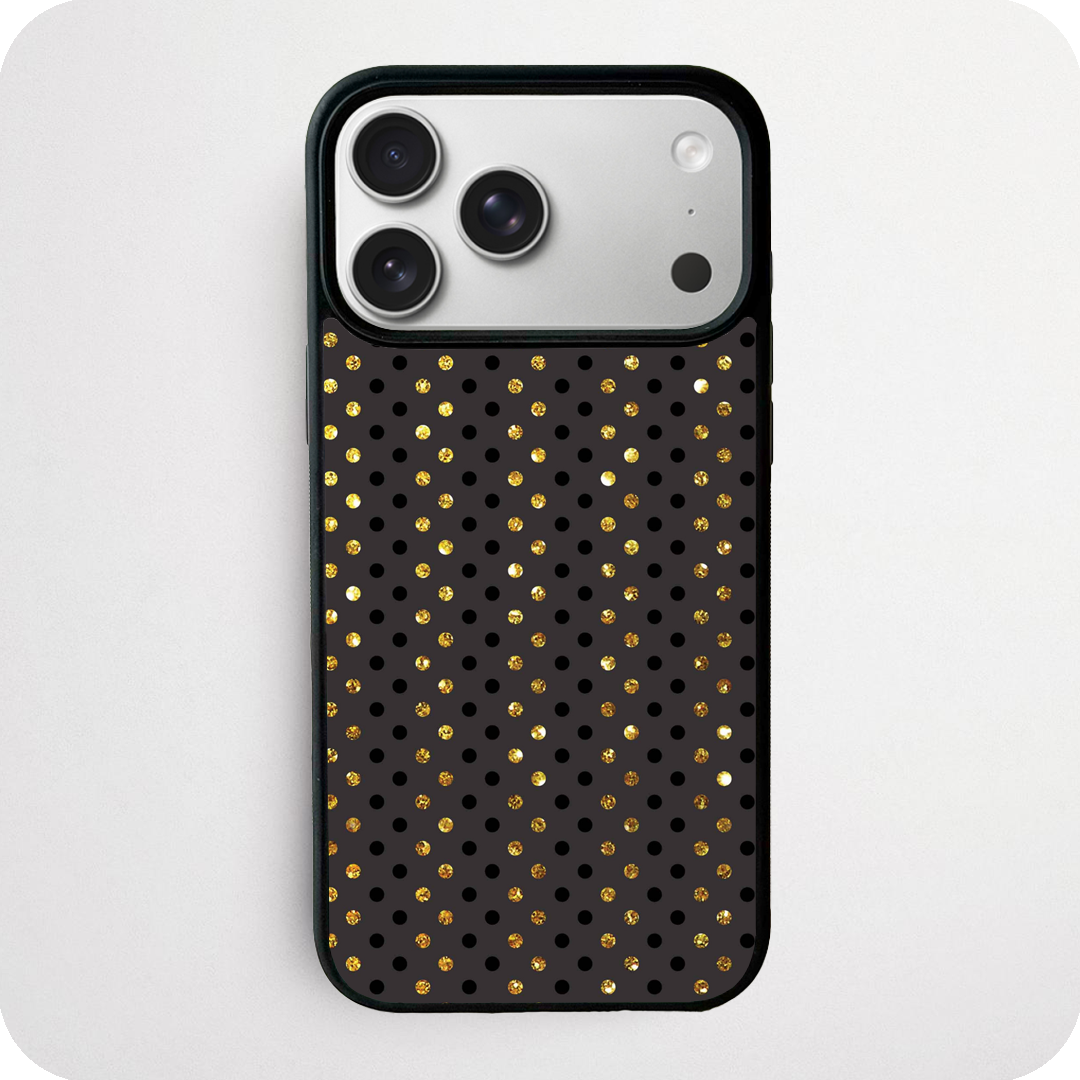 Black & Gold Glitter Polka Dot Phone Case | Glamorous Design