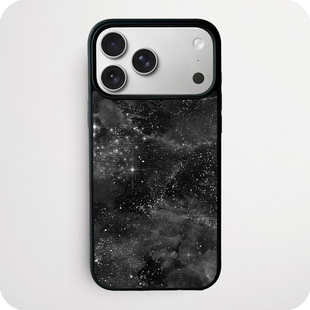 Black Galaxy Phone Case | Monochrome Space Stars Design