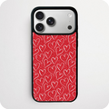 Red Glitter Doodle Heart Phone Case | White Heart Outline Design