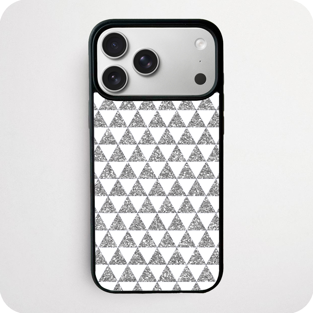 Silver Glitter Triangle Phone Case | Geometric Pattern Design