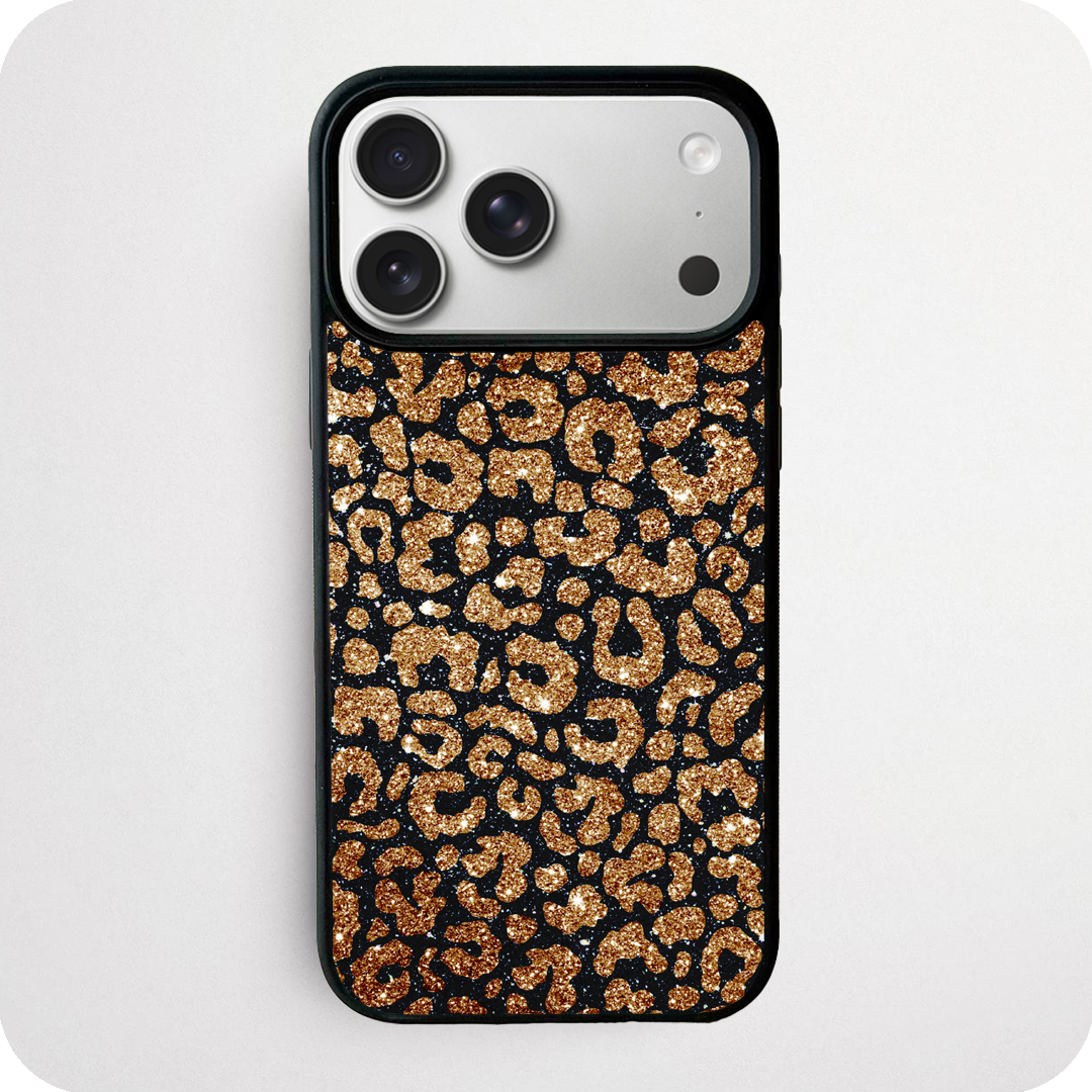 Gold Glitter Leopard Print Phone Case | Wild Glamour Design