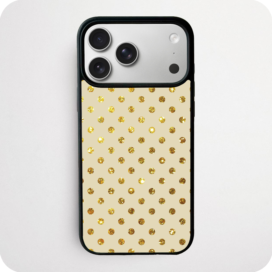 Cream & Gold Glitter Polka Dot Phone Case | Elegant Design