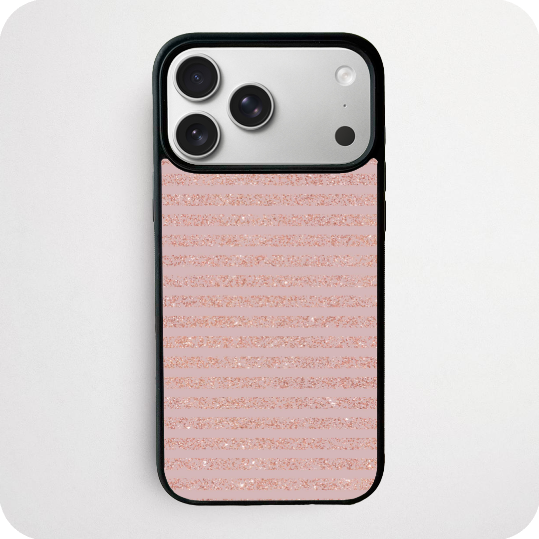 Pink Rose Gold Glitter Stripe Phone Case | Blush Design