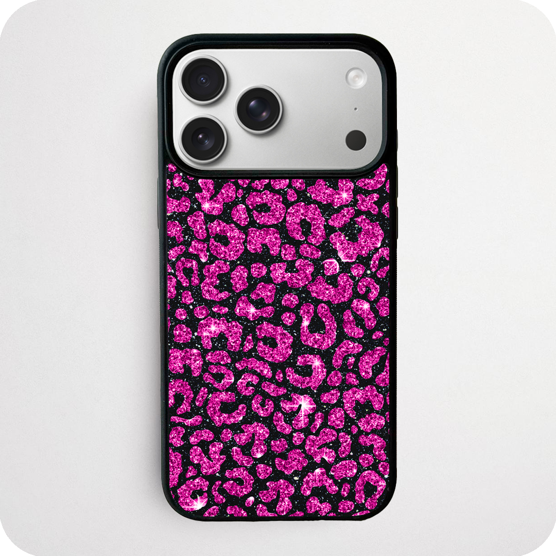 Pink Glitter Leopard Print Phone Case | Bold Animal Design