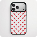 White Glitter Phone Case | Red Mini Hearts Repeat Pattern