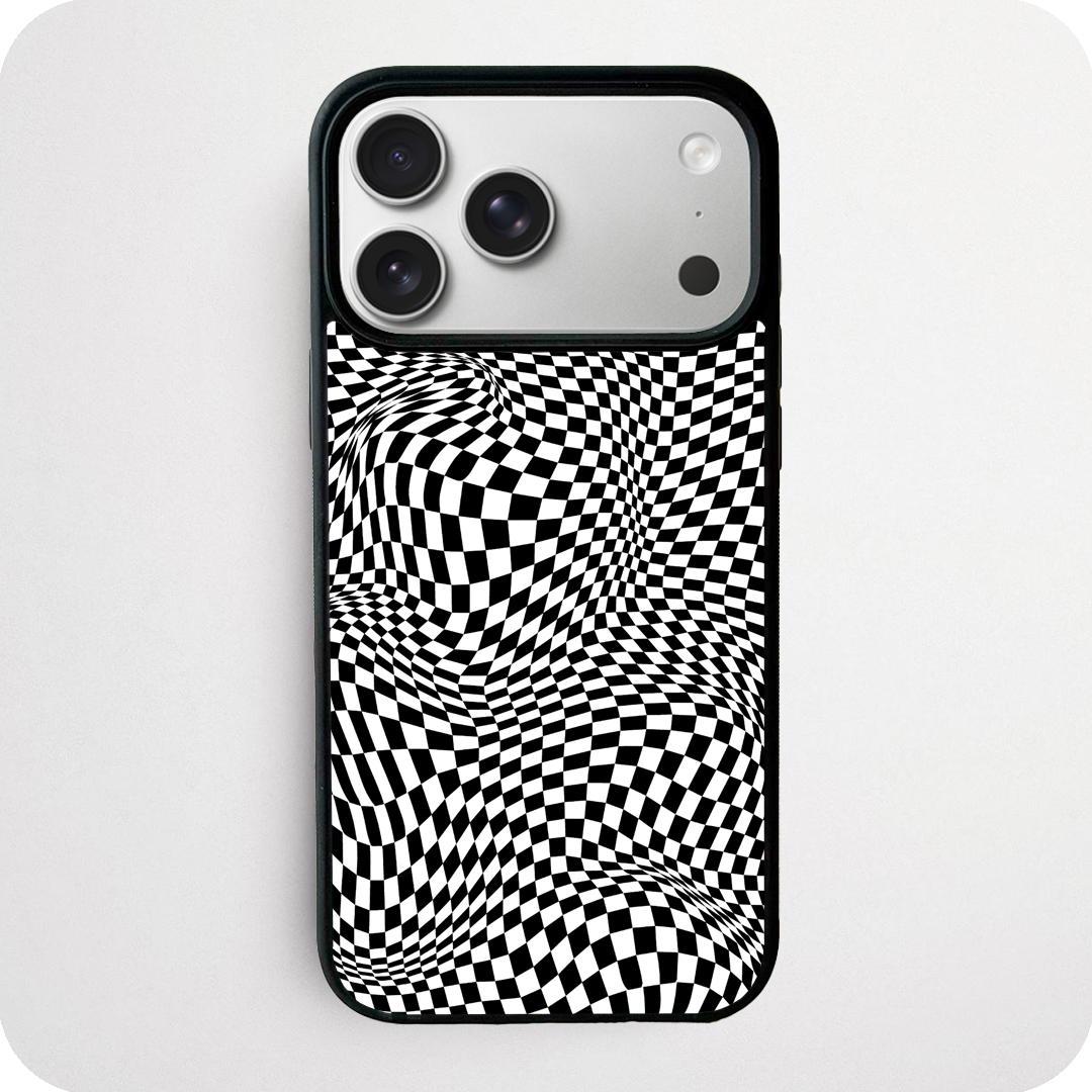 Warped Checkerboard Phone Case | Black & White Optical Illusion