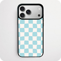 Blue Wavy Checkerboard Phone Case | Pastel Y2K Design